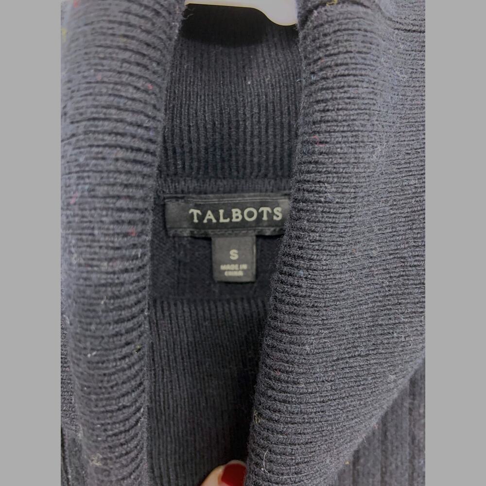 Talbots Turtleneck Long Sleeve Sweater Black Rib Knit Fitted Casual Size S - Picture 4 of 4